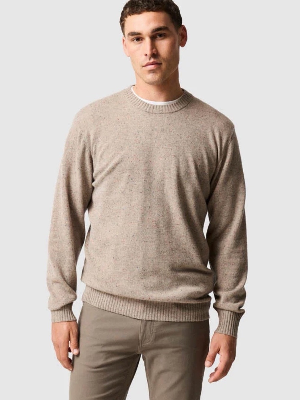 Rodd & Gunn Men’s Stewart Island Knit Cashmere Wool Crewneck Sweater Sand XL